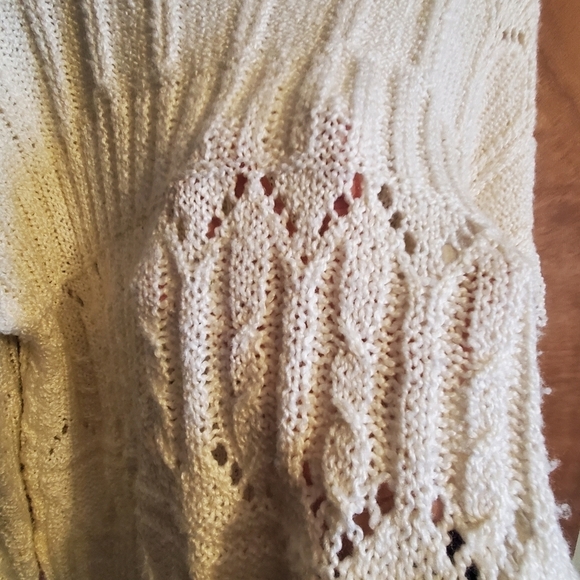 Old navy long sleeve semi sheer fringe ivory sz large.  Sweater recycled Mater. - Picture 5 of 7